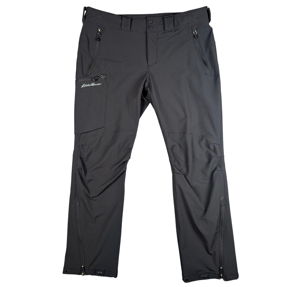 Eddie Bauer First Ascent Alpine Snow Pants Women's PL Black Softshell Hiking